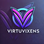 A logo design for VirtuVixens featuring two capital Vs